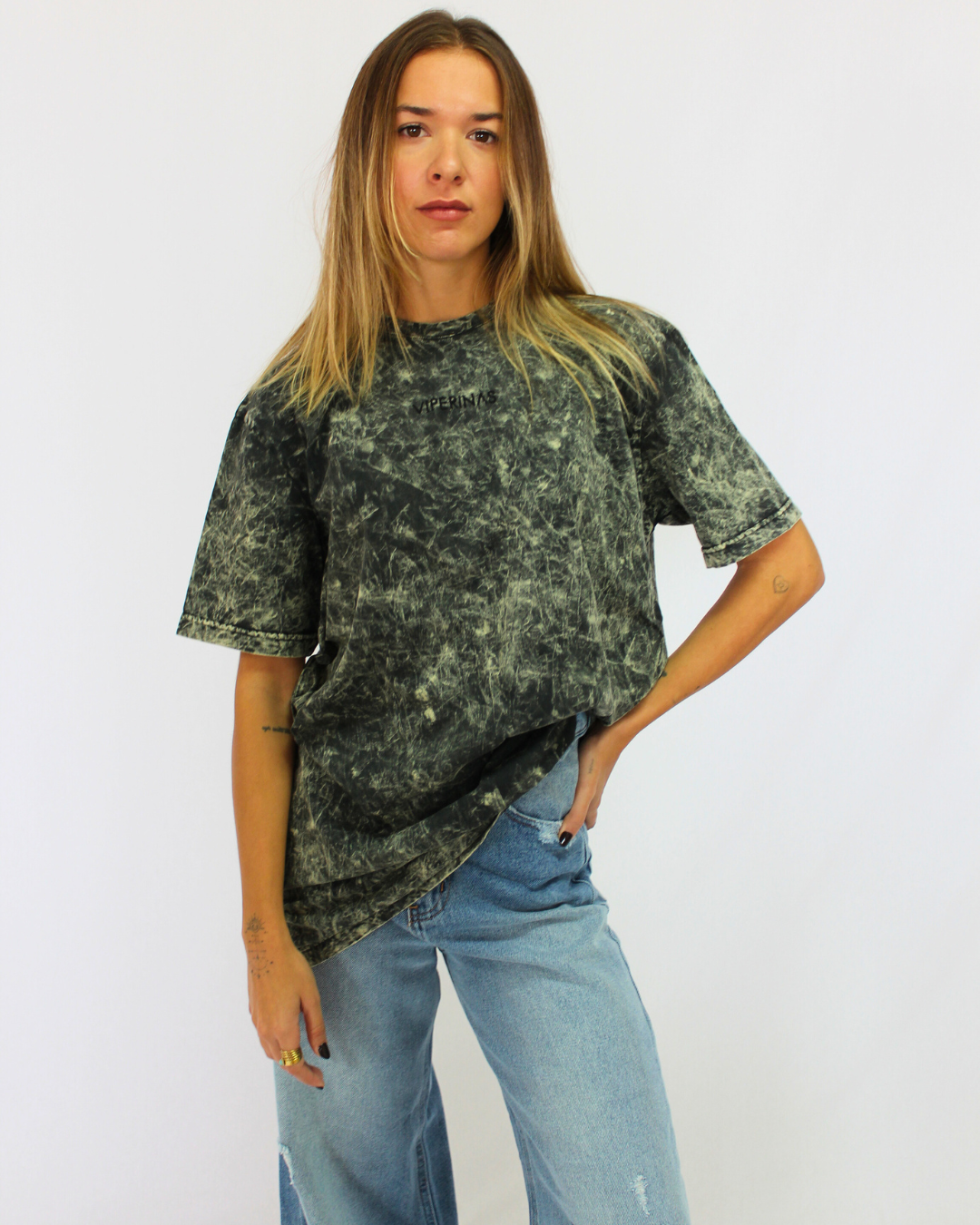 Camiseta Logo Acid Wash Black