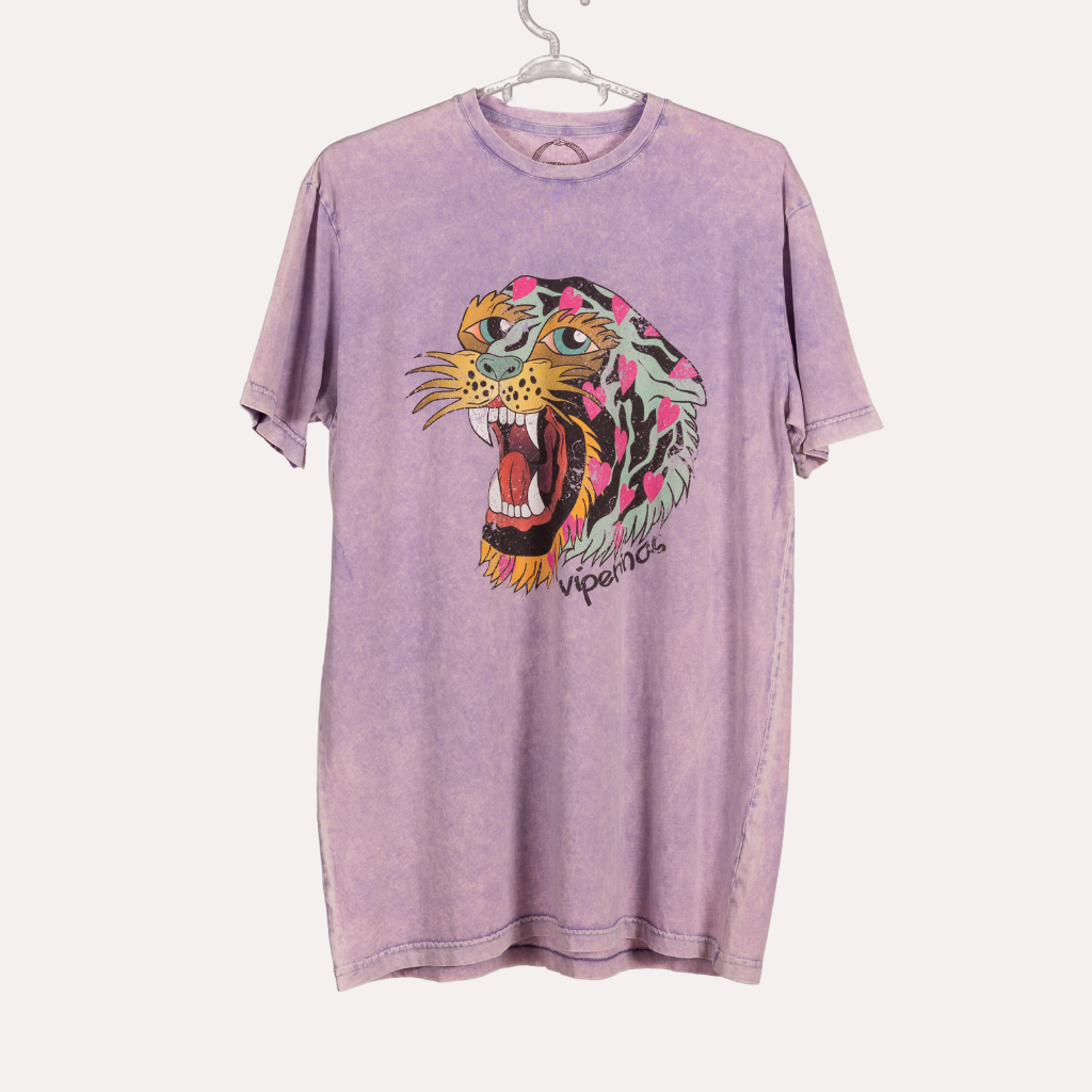 Camiseta Vintage Tigre Lila
